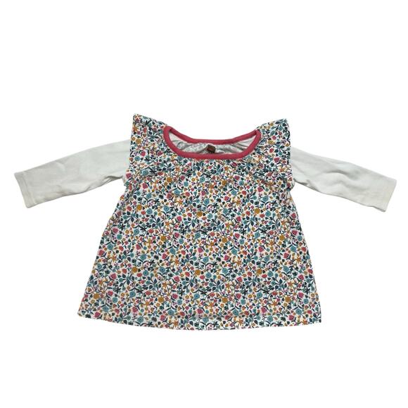 TEA COLLECTION Pink Ditzy Floral Ruffle Sleeve Play Dress Size 3-6 Months Cotton - Picture 1 of 3